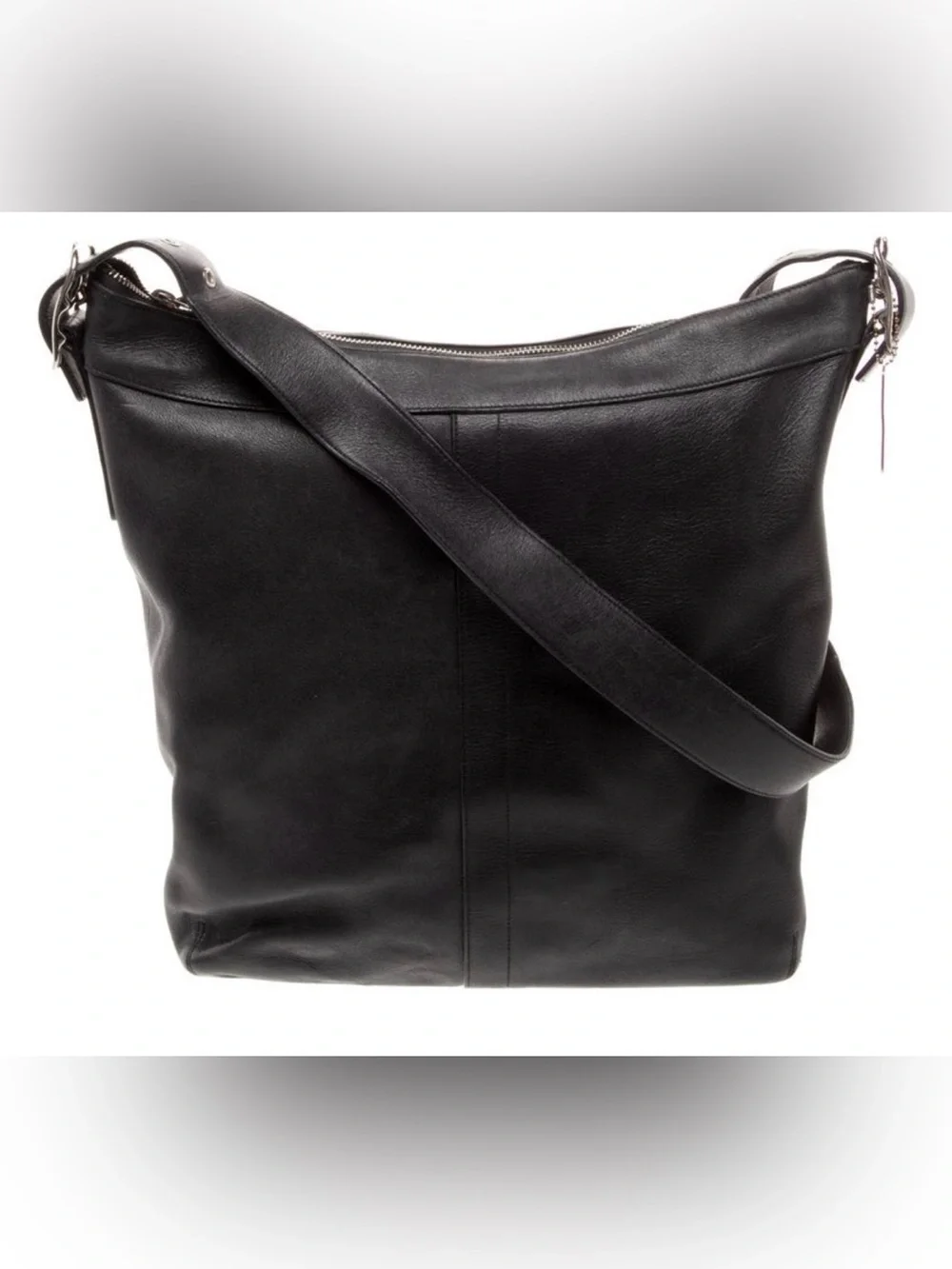 COACH Vintage Y2K Unisex Classic Black Leather Messenger Tote Crossbody Handbag
